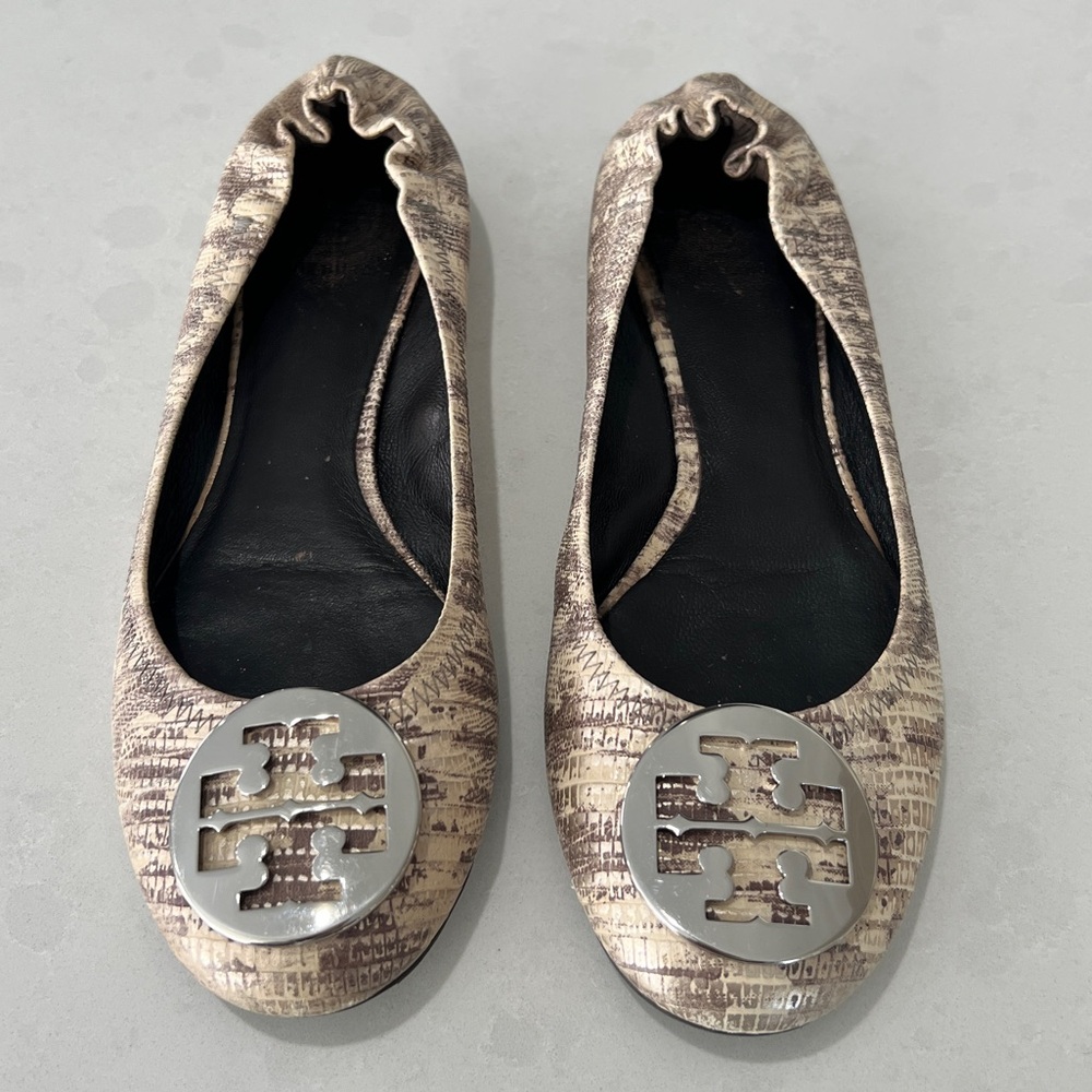 Tory Burch Reva Snakeskin print Ballet Flat